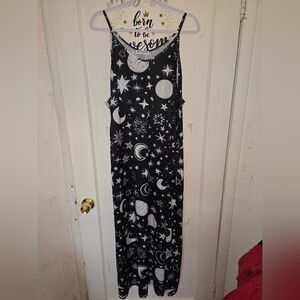 Women's Black Celestial Maxi Dress With Pockets 3xl
